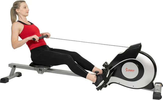 Fitness Magnetic Rowing Machine with 53.4" Extended Slide Rail, Full-Body Workout, Low-Impact, Ergonomic Full Mot